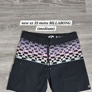 Billabong Black and Pink Geometric Board Shorts